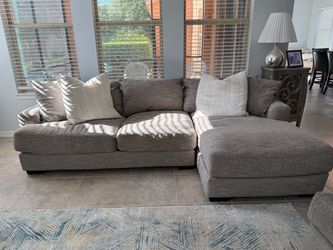 Gray sectional sofa.