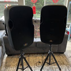 Akustik 15" Professional PA Speaker System with Stands