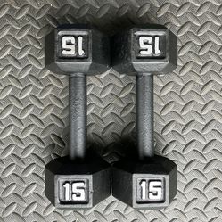 15lb dumbbell set dumbbells 15 lb lbs 15lbs weight weights Cast Iron Hex