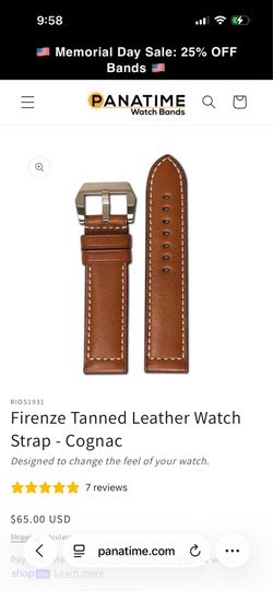 22mm leather watch strap