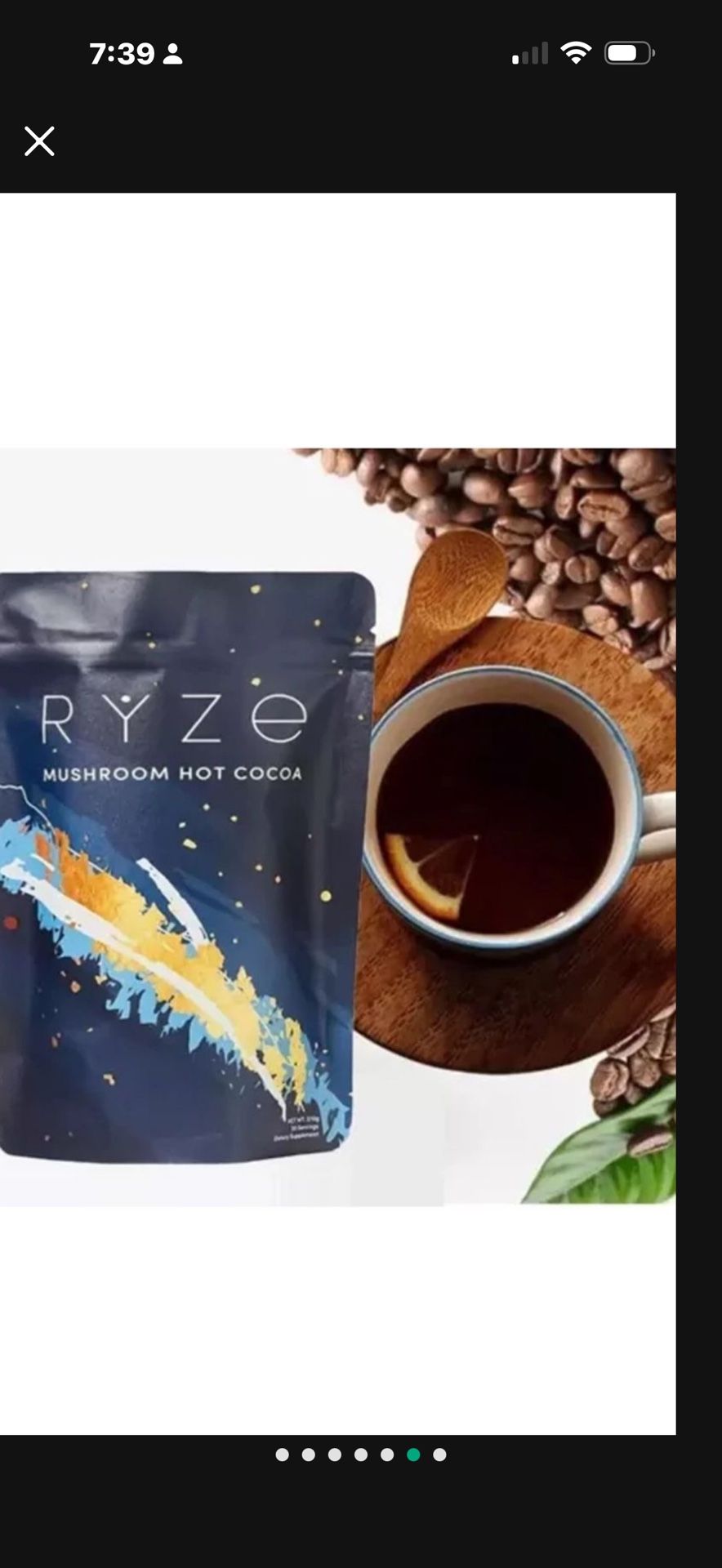 RYZE Organic Mushroom Hot Cocoa Coffee - 20 Servings Fast Shipping