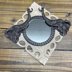 Vintage, Resin Elephant, Mirror 13 Inches Diamond Shaped