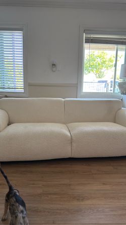 White cream boucle couch