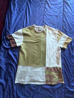Billionaire Boys Club Men Olive, White & Camo Patchwork Tee