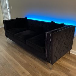 Pretty Black Suede Couch