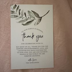 Wedding Thank You Cards For Wedding Reception