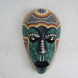 African Hand Crafted Wood Native Tribal Folk Art Mask Wall Decor


