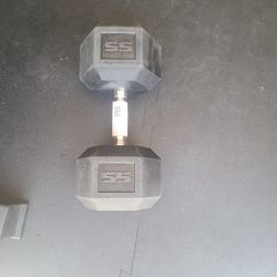 Rubber Hex Dumbbell- 55 Pounds (New)
