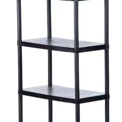 A000614A HDX 4-Tier Easy Assembly Scratch Resistant Plastic Garage Storage Shelving Unit in Black (28 in. W x 52 in. H x 15 in. D