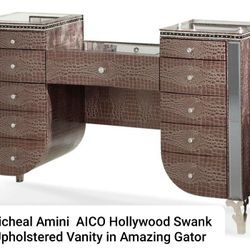Micheal Amini  AICO Hollywood Swank Upholstered Vanity in Amazing Gator