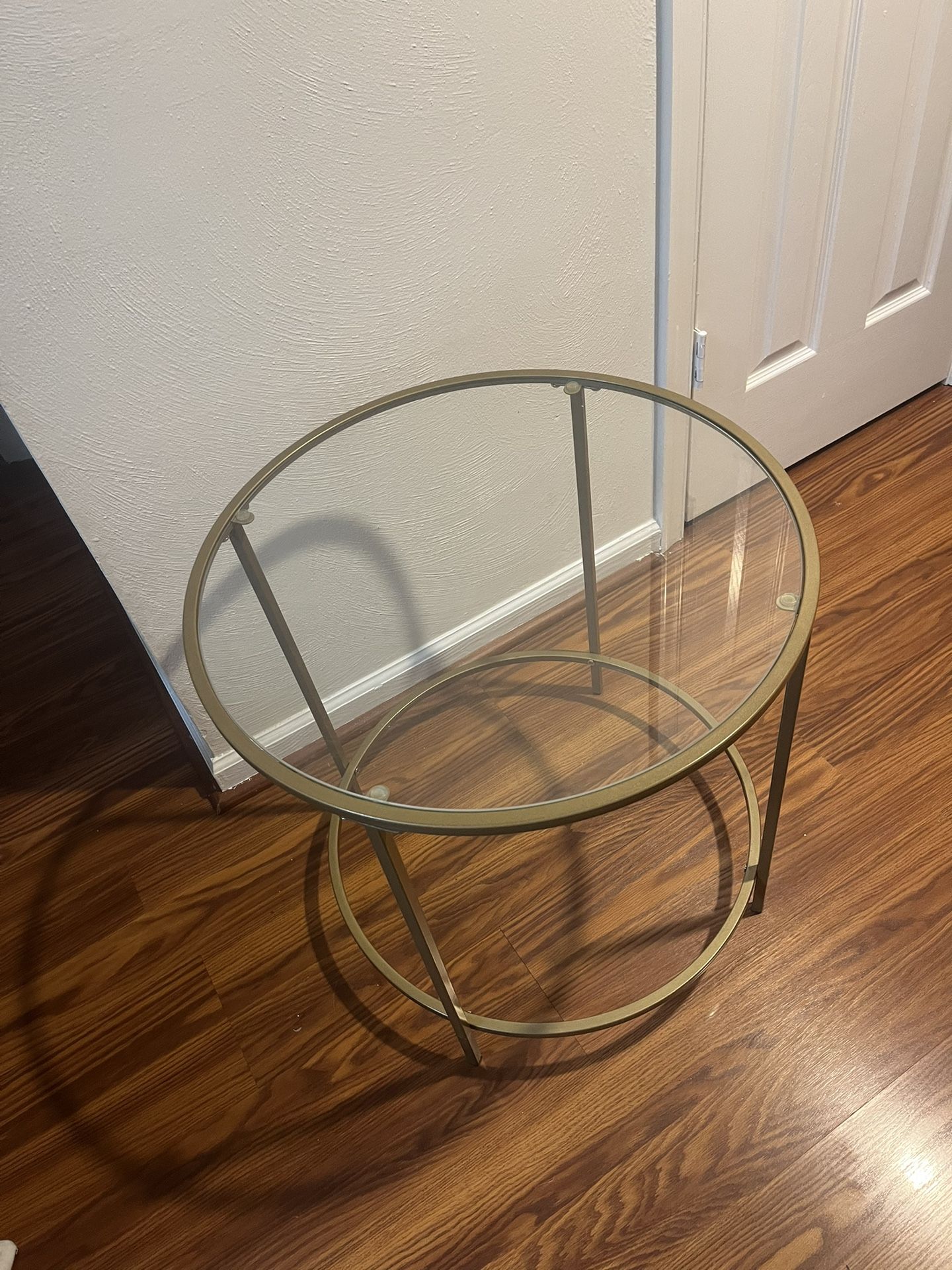 Gold and Glass Round Accent Table - 22” x 22”