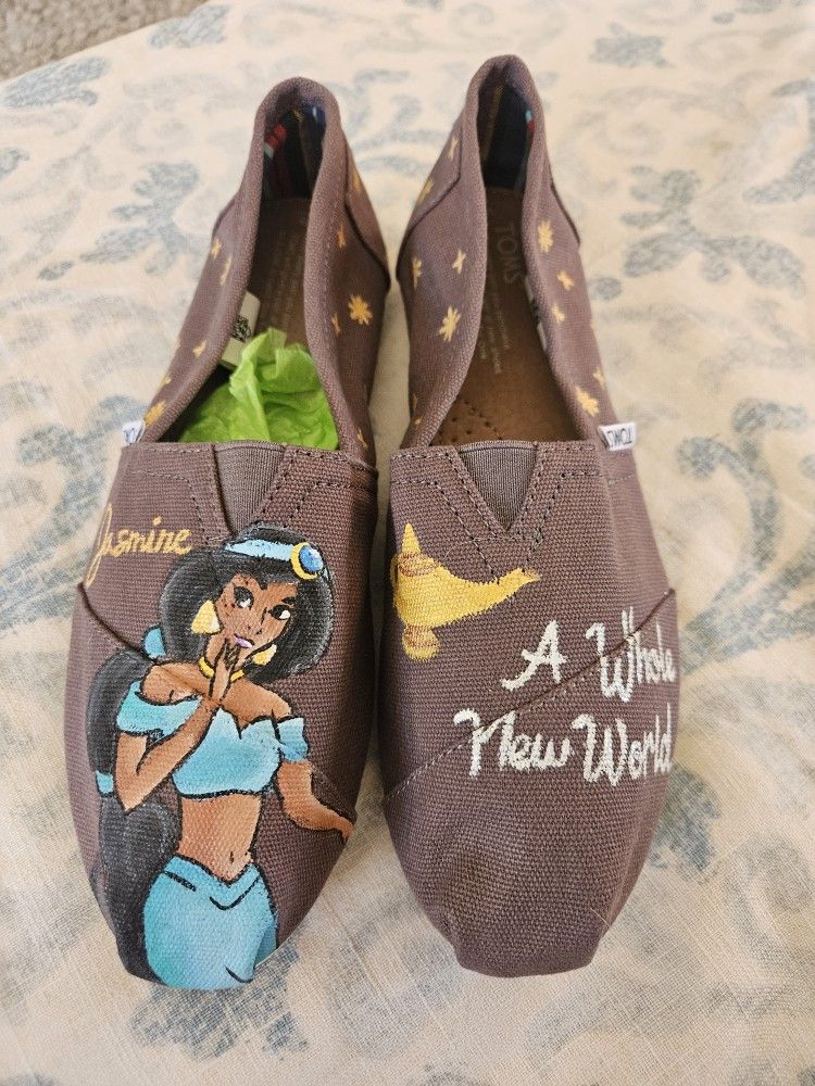 Toms Painted Disney Jasmine Aladdin Women's Size 8 New