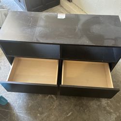 Brown Entertainment Center With 2 Drawer Storage 