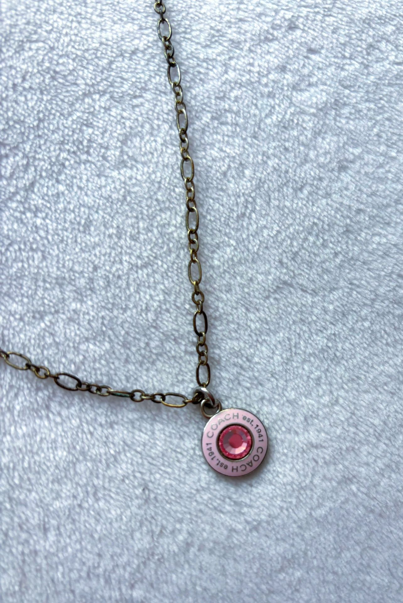 ✨RARE VINTAGE COACH NECKLACE 925 STERLING SILVER PINK ENAMEL STUNNING ✨