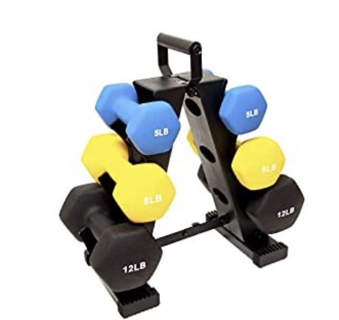 BalanceForm 50 lbs all purpose dumbbell set with rack NIB