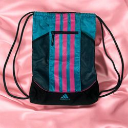 Adidas Teal and Hot Pink Drawstring Bag