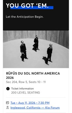 2 Rufus Du Sol Tickets