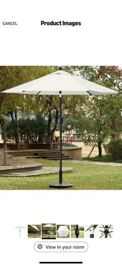 7.5ft Patio Canopy Umbrella, Base & Fillable Sandbag Weight