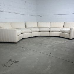 Vintage Mid Century Modern Henredon Custom Pure White Herringbone Pattern 3 Piece Modular Wedge Sectional Sofa Couch 🚚 MCM Estate Sale