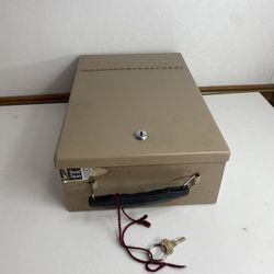 Vtg Rockaway Metal Products Corp Inwood NY Cash Lock Box w/ Key 14.5 x 9.5 x 4.5