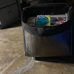 Miscellaneous scrapbook items with rollaway bag, compartments places to put pins everything in bag is included, including the sticker, printer, and ev