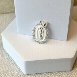 925 Sterling silver Our Lady of Guadalupe Enamel medal pendant.