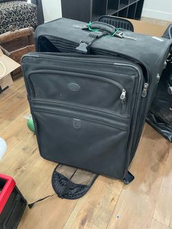 Large Black Soft-Side Rolling Suitcase