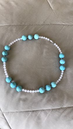 Turquoise stone and rose quartz necklace