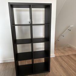 Modern  Black Wood 8-Cube Shelf