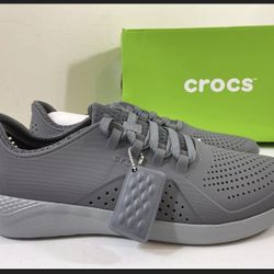 Crocs LiteRide Pacer Shoes Gray 204967 Foam Low Top Perforated Size 11