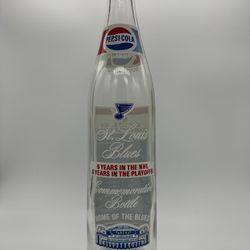St Louis Blues Pepsi  Soda Bottle.  6 Years In NHL.  Limited Edition 1973-74 