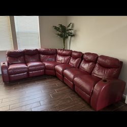 Red Leather Sectional 