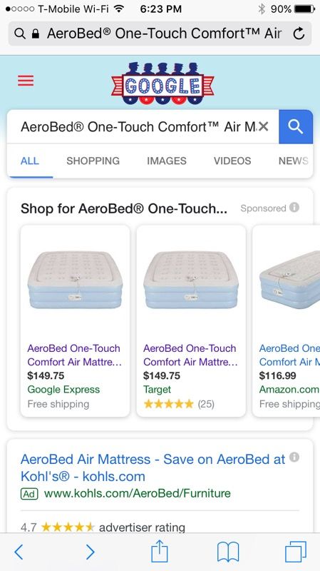 Aerobed One Touch Comfort Air Mattress Double High Queen Gray