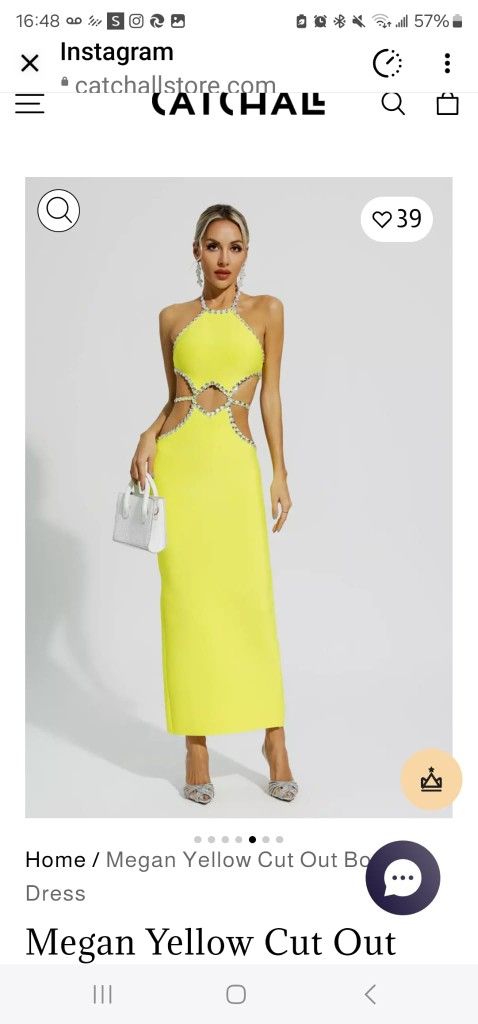 Megan Yellow Cut Out Bodycon Dress