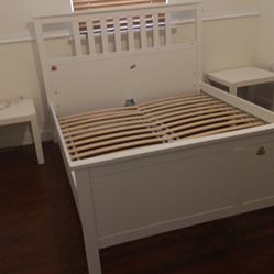 White Queen bed With Side Tables