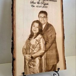 Custom Photo Engraving On Live Edge Wood 