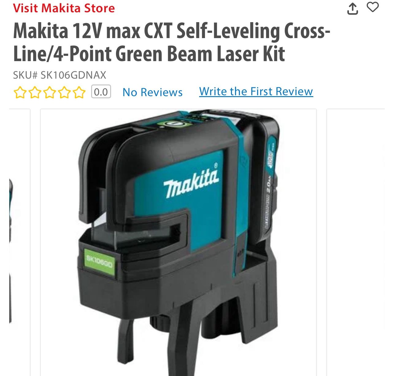 Makita Self Leveling Cross Line 4 Point Green Beam Laser