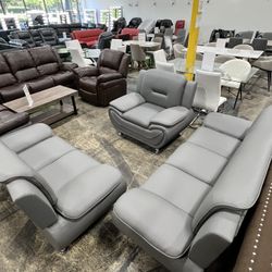 Grey Modern 3Pcs Sofa Set 