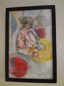 Original Figurative Mixed Media Painting Framed