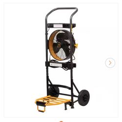 BRAND NEW IN BOX MULE 5-in-1 Mobile Workshop Integrated 3-Speed Fan LED Light Power Strip Tool Caddy and 300 lbs. Capacity Hand Truck