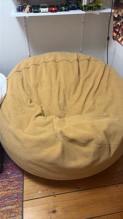 Large Bean Bag Chair Tan Fleece abt 4ft