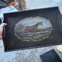 Set of 2 Decorative Wooden Serving Trays – Farmhouse / Rustic Style