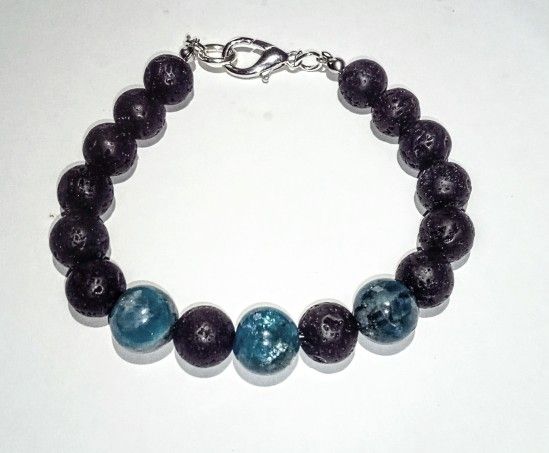 Men's Lava Rock  & Apatite Stone Bracelet 