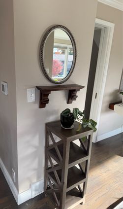 Entry/console table, mirror, and shelf