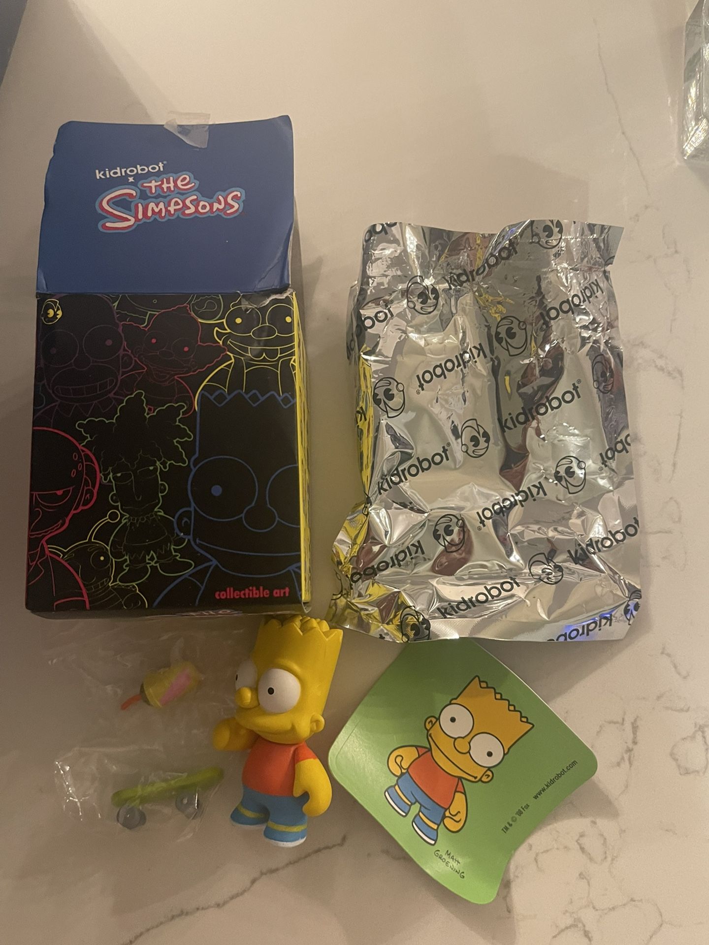 Kidrobot THE SIMPSONS Mini Series 1 BART WITH SKATEBOARD 3" Vinyl Figure NEW (Only Opened To reveal Character)