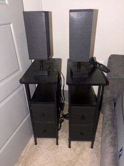 Slim Bed Tables and Lamps black