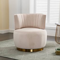 360 Degree Swivel Cuddle Barrel Sofa Chairs, Round Armchairs with Wide Upholstered, Fluffy Velvet Fabric Chair for Living Room, Bedroom, Office, Waiti