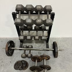 dumbbell set with rack