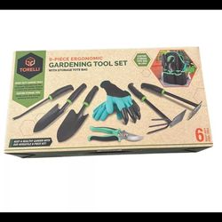 Garden Tool Set 9 Piece Ergonomic Heavy Duty With Storage Bag NEW