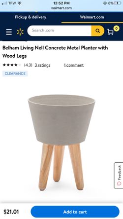 Brand new Belham Living Nell Concrete Metal Planter with Wood Legs